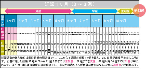 妊娠1ヶ月（0～3週）カレンダー